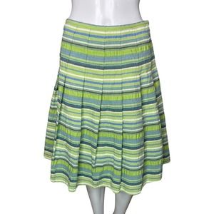 Worthington Skirt Womens 4 Pink‎ Green Blue Stripe A-Line Skirt Casual Office